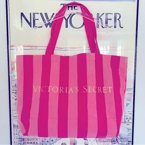 Victoria’s Secret classic oversized weekender cotton|canvas zipper & 2 pouches